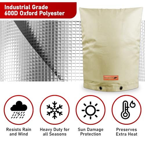 Image of Redford Supply Pro Outdoor Backflow Preventer Insulation Cover for Winter Pipe Freeze Protection - Multi-use Waterproof Pouch for Water Sprinkler Valve Box, Meter or Controller (16 inch x 20 inch, Beige)