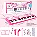M SANMERSEN Kids Piano Keyboard 49 Keys, Electronic Toy Keyboard Piano with Microphone & Headphone for Beginners Multifunctional Musical Instruments Learning Pianos Keyboards Kid Gifts for Girls, Pink