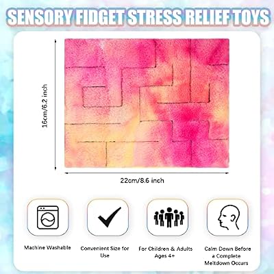 4 Pcs Marble Maze Mat Sensory Fidget Stress Relief Toys Calming Sensory Mat Anxiety Relief Fabric Toys for Teens School Home Reduce Stress(Marble Maze Style,8.66 x 6.3 in)