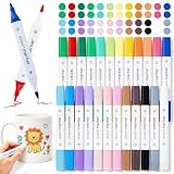 CoMyZyMy Lot De 24 Feutres De Peinture Pour Porcelaine Avec Double Pointe En 24 Couleurs, En CéRamique, ImperméAbles, Pour Tasses, œUfs De PâQues, Pierre, Bois, MéTal, Bricolage