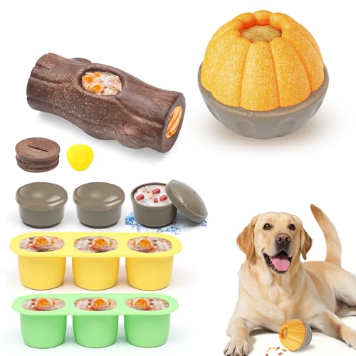 ClariVora Durable Dog Puzzle Toy for Medium/Large Dogs – Interactive Chew Toy with Frozen Treat Molds & Peanut Butter Grooves, Treat Dispensing Enrichment Toy – Interactive Chew Toy to Keep Dogs Busy