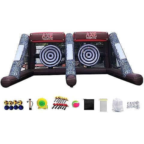Vinfgoes Inflatable Axe Throwing + Inflatable Ball Toss Target Dart Board (24 Axes+16 Toss Ball+ 8 Soccer Balls) for Backyard/Birthday/School/Team/Party Events, Double Darts for 2 Players Cover
