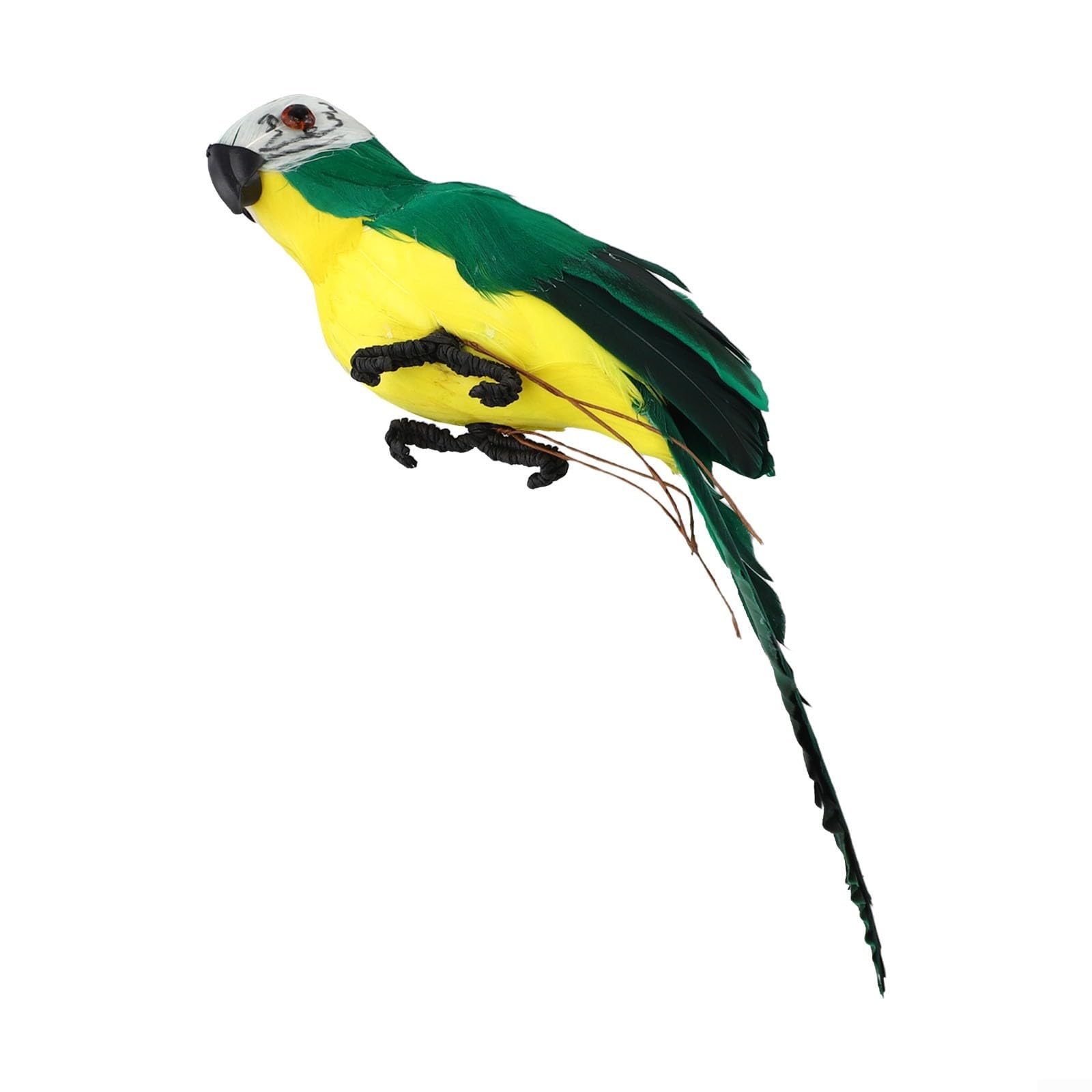 Artificial Feathered Parrot Statue 25cm Realistic Bird Ornament with Wire Clip and Feet for Garden Decoration Indoor Outdoor Lawn Tree Display Crafts Projects Animal Model(green)