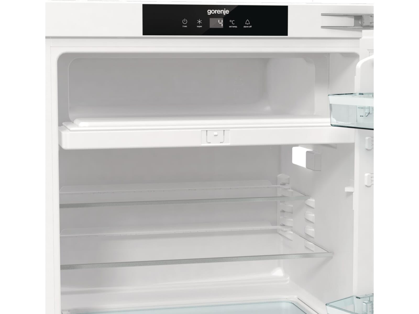 Gorenje RBIU609EA1 lodówka stołowa do zabudowy z zamrażarką/88 nisz/zawias drzwiowy/klasa efektywności energetycznej: E/121 litrów/technika drzwi stałych/SuperCool/wskaźnik temperatury/zawias drzwiowy