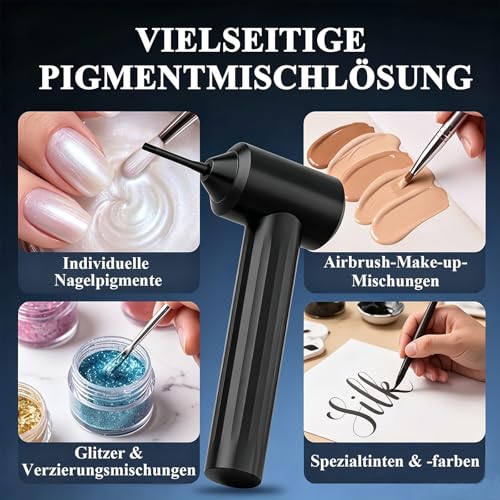 EMALLA Wiederaufladbarer Tattoo-Farbmischer mit 3 einstellbaren Geschwindigkeiten Professioneller Tattoo-Pigment-Mixer mit 100 Rührstäbchen (Schwarz)