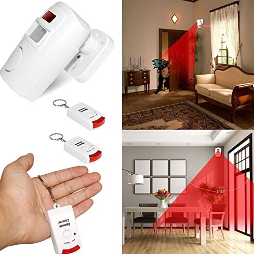 Tech Traders ® Wireless Pir Motion Sensor Alarm + 2 Remote Controls Shed Home Garage Caravan