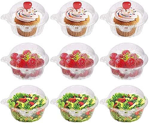 Miniatura 5 de GOTOTOP Soporte individual para cupcakes, 400 unidades individuales individuales de plástico transparente para cupcakes, cajas con tapa para
