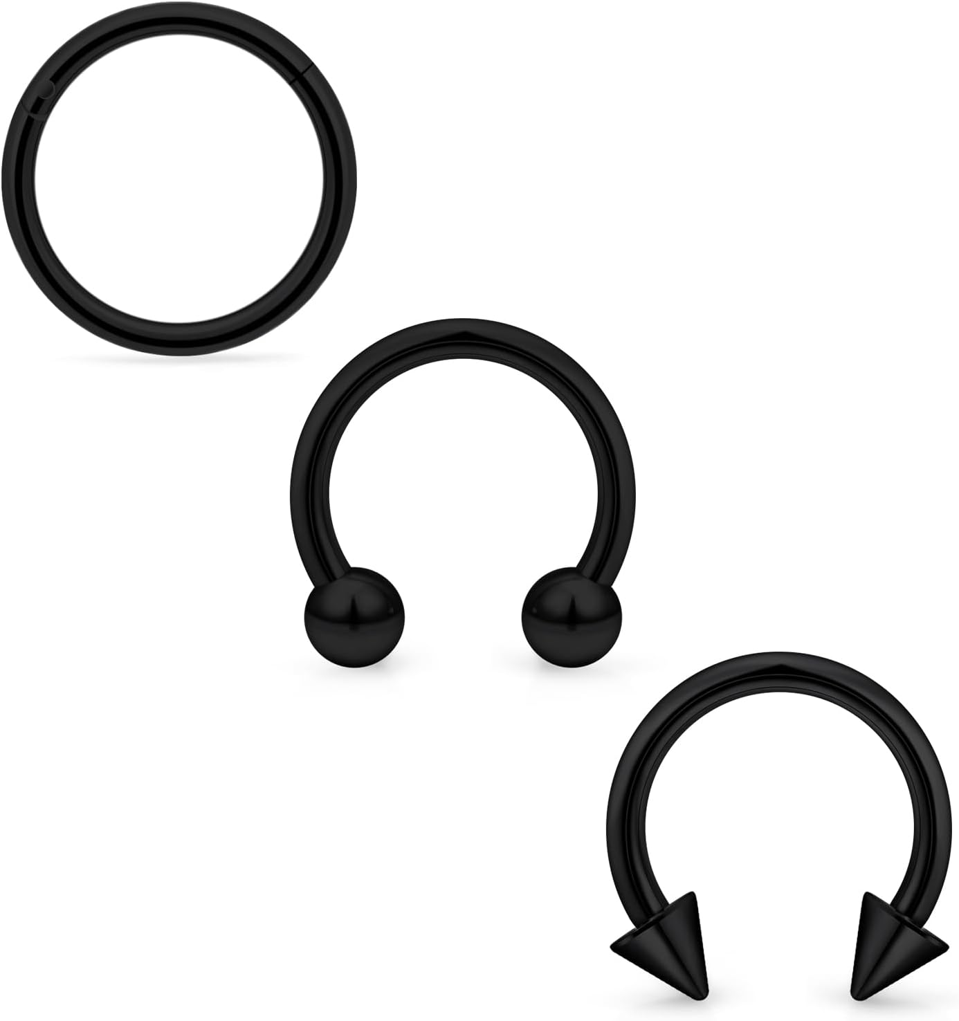 Lcolyoli 16g Septum Rings Surgical Steel Septum Jewelry Lip Rings Hoop Labret Snake Bite Piercing Jewelry Horseshoe Earrings Daith Piercings for Women Men