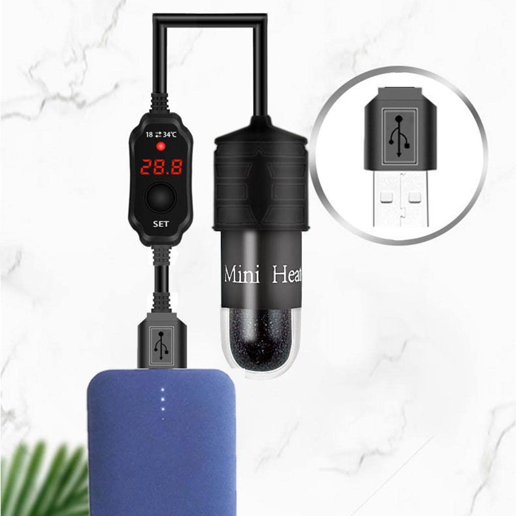 kowaku Aquarium-Heizung, Tauch-Thermostat, Heizstab, USB-Einstellbarer Temperaturregler für Haustier-Trinkwasser, Hornfrosch-Pool