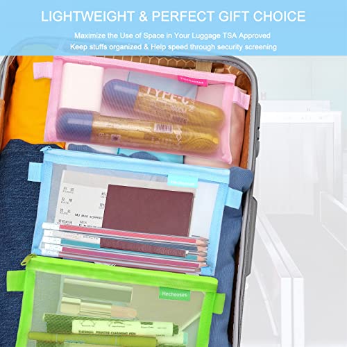 Darolin [Upgraded [4 Pack] Pencil Case, Clear Mesh Zippered Pencil Bag Pouch, Pen Case Organizer Storage, Portable Stationery Pouch For School College Office Supplies, Cosmetics Makeup Bag - B #TOP2