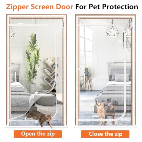 Puerta mosquitera para gatos en el hogar con malla reforzada resistente que evita escapes 6