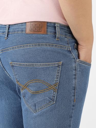 Image of Urbano Plus Men's Regular Fit Mid Rise Washed Denim Bootcut Jeans Stretchable