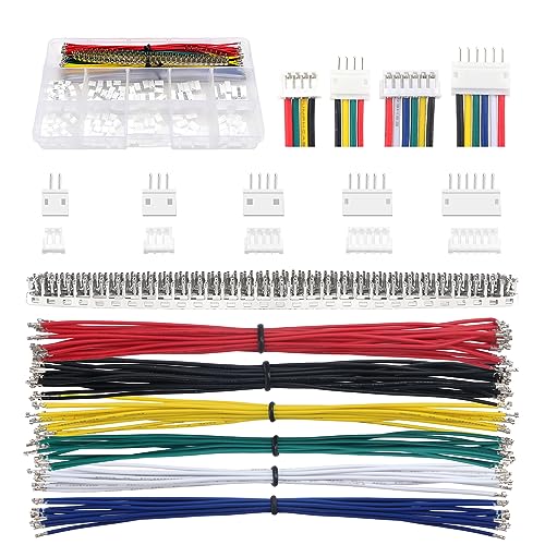 Kit Connettore JST da 1.5 mm 420 Pezzi JST-ZH Pin Maschio Femmina Testa Adattatore Con 26AWG Pre-Crimpato Cavi Filo e Crimpare Pin Doppio