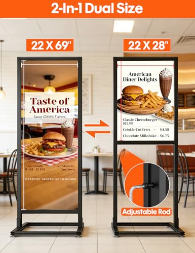 Image of GUOHONG 2Pack Sign Holder Floor Stand, 2-In-1 Dual Size Poster Stand