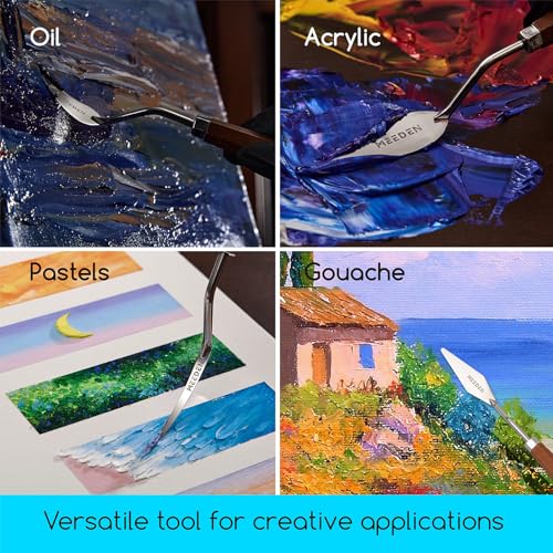 MEEDEN Artist Painting Knife Set: 6Pcs Unique-Shaped Stainless Steel Art Painting Knives with Wooden Handle - Art Supplies for Oil Acrylic Gesso Canvas Painting by MEEDEN - Image 5