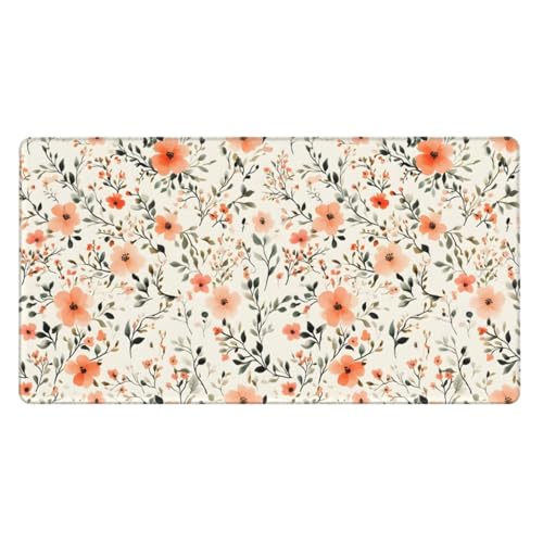 Grand tapis de souris de jeu aux bords cousus durables et design floral élégant