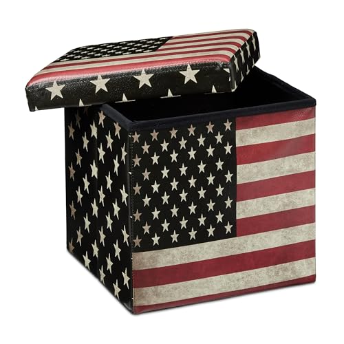 Helloshop26 Tabouret Pliant Coffre de Rangement Banc Pliable 38 x 38 cm USA Multicolore 3013093