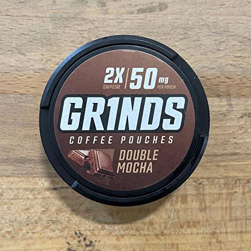 Grinds Coffee Pouches | 6 Cans Of Double Mocha | Tobacco Free, Nicotine Free Healthy Alternative | 18 Pouches Per Can | 1 Pouch Eq. 1/4 Cup Of Coffee (Double Mocha) #TOP5