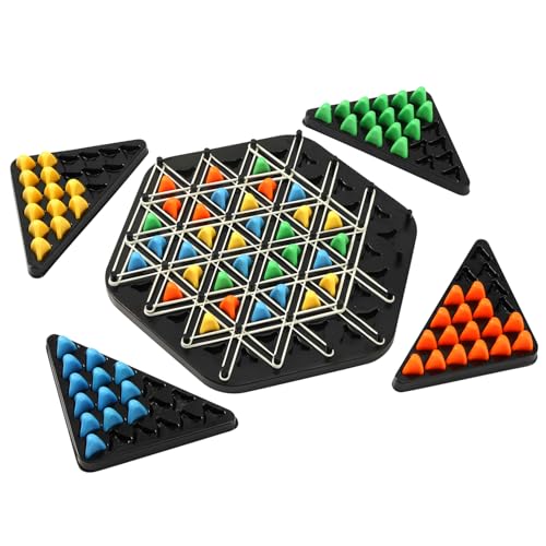 Gioco da Tavolo a Triangolo, Gioco a Catena di Triangoli Gioco con Elastico Scacchi a Triangolo a Catena Giochi Puzzle per Desktop Gioco da Tavolo con Mollette per Bambini Amici Interattivo
