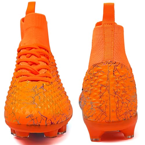 Image of Men's Soccer Shoes High-Top Soccer Cleats Outdoor Breathable Athletic Professional Spikes Youth Boys Football Shoes Unisex