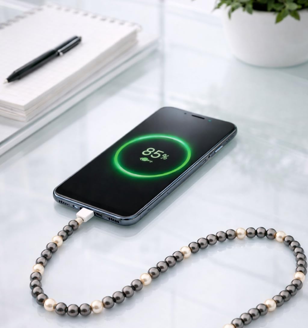 Elegantes USB-Ladekabel mit Perlen, niedliches USB-C-Ladekabel, bunt, 1 m langes Kabel für iPhone-Smartphones (USB-C auf USB-C, Chocolate Rosé)