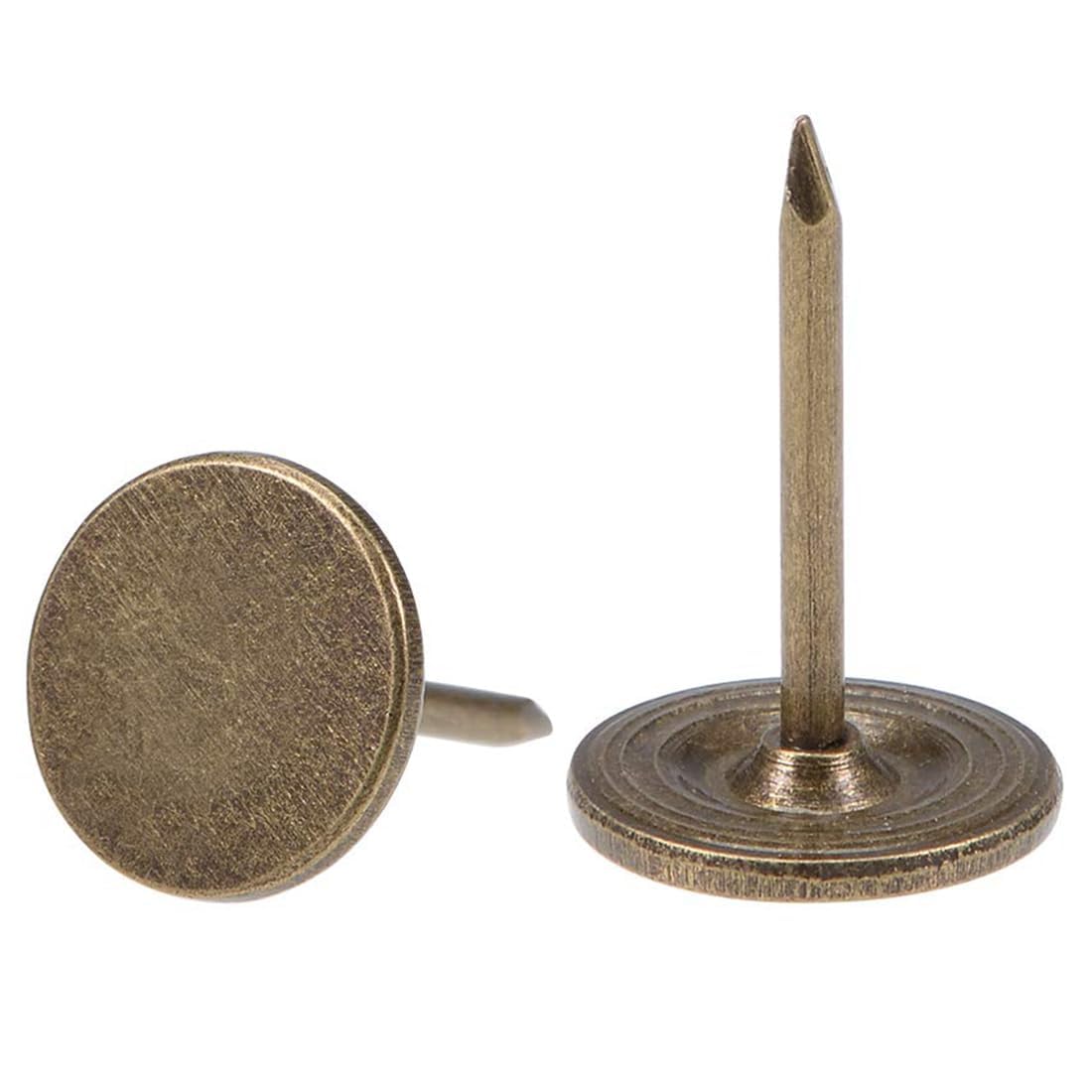 TOP-VIGOR 50Pcs Bronze Upholstery Tacks 11 x 17mm Flat Head Decorative Nails for Furniture Chair Sofa Headboard DIY Craft Pins