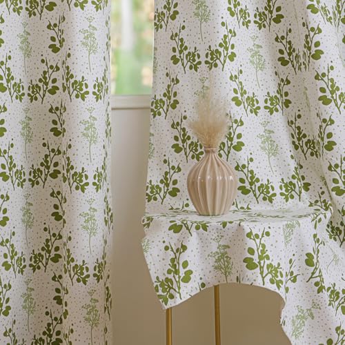 Image of HOMEMONDE Cotton Curtain for Window - Floral Printed Room Darkening 6 Feet Curtain, Rod Pocket Top Style 1 Piece - (Botanic Hush, 72 Inch)
