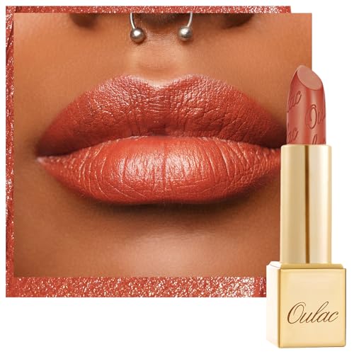 Oulac Pintalabios Mate Naranja, Efecto Brillo Metálico, Barras de Labios de Larga Duración, Alta Pigmentación, Hidratación y Confort Para los Labios, Vegana, 4,3g GM07 Outrageous