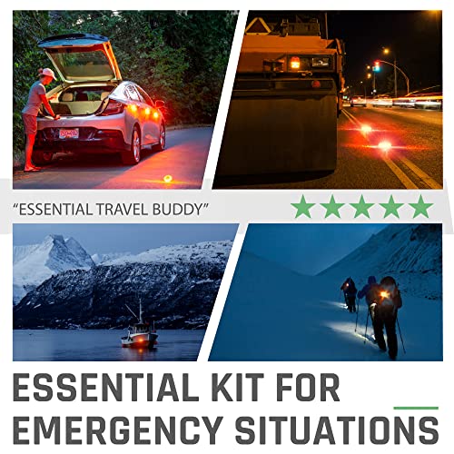 HOKENA 6 Pack LED Road Flares Emergency Lights for Vehicles (Best Economy Pack) - Roadside Warning Safety Disc - Beacon Flashing Flare kit with Magnetic Base & Hook - Roadside Emergency Light - Thumbnail 7