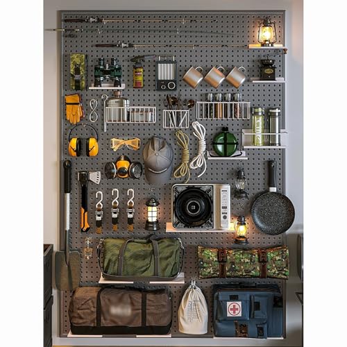 Genérico Panel Perforado para Herramientas, Estante de Pared para Garaje, Almacenamiento de Brocas, Juego de Llaves, Soportes, Paneles Perforados, Organizador de Tablero Perforado de Metal, Kit de ta