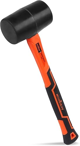 HORUSDY 16 oz Rubber Mallet Hammer, Fiberglass Rubber Mallet Handle