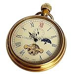 VIGOROSO-Mens-Vintage-Full-Copper-Hand-wind-Mechanical-Second24hours-Sub-dials-Pocket-Watch-in-box