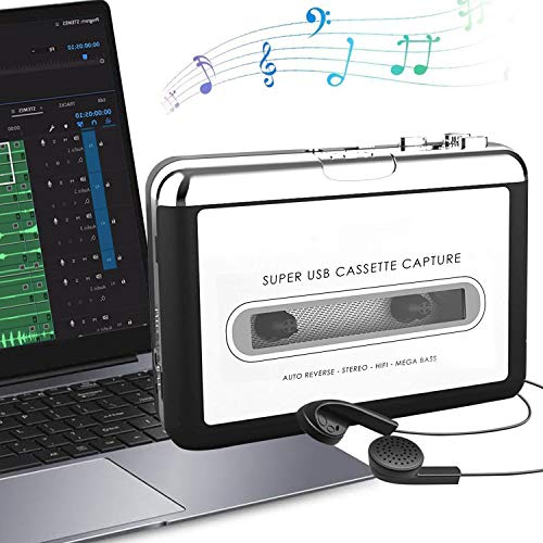 Portable Cassette Player, to USB Cassette Player from Tapes to MP3 Converter Compatible with Laptops and Personal Computers, Convert Walkman Cassette Player to iPod Format