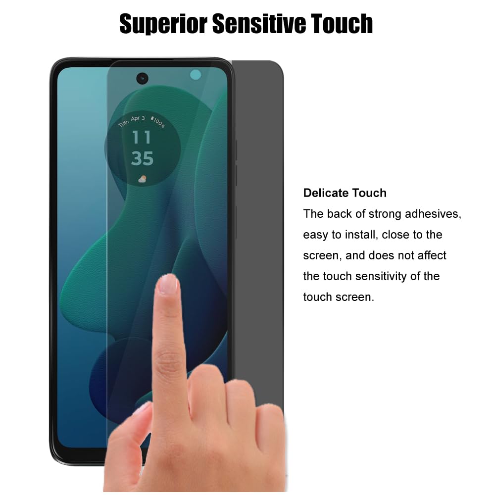 (3+3) - Protector de pantalla de vidrio templado privado antiespía para Motorola Moto G 5G 2024 (3 unidades) y 3 protectores de lente de cámara