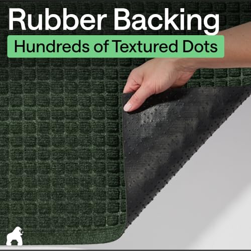 Image of GORILLA GRIP Ultra Absorbent Front Door Mat Outside Entrance, 35x23, Traps Dirt and Moisture, HydroABSORB Indoor Outdoor Doormat Holds Up to 5.7 Cups Water, Stain and Fade Resistant Welcome Mat Green