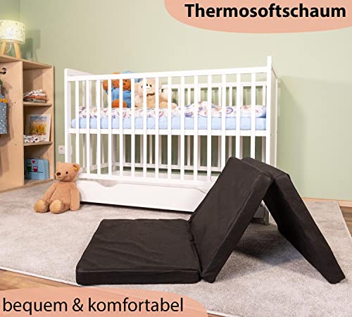 Alcube® Reisebett Matratze 60x120 cm für Baby Faltmatratze klappbar Reisebettmatratze Baby Matratze 60 x 120 cm Klappmatratze mit Baumwollbezug in praktischer Tragetasche - Schwarz – Bild 5