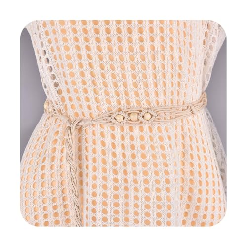 Vintage Western Belts Braided Woven Rope Belt with Tassel Boho Beaded Tie Belt Waistband for Womens Dress Jeans2
