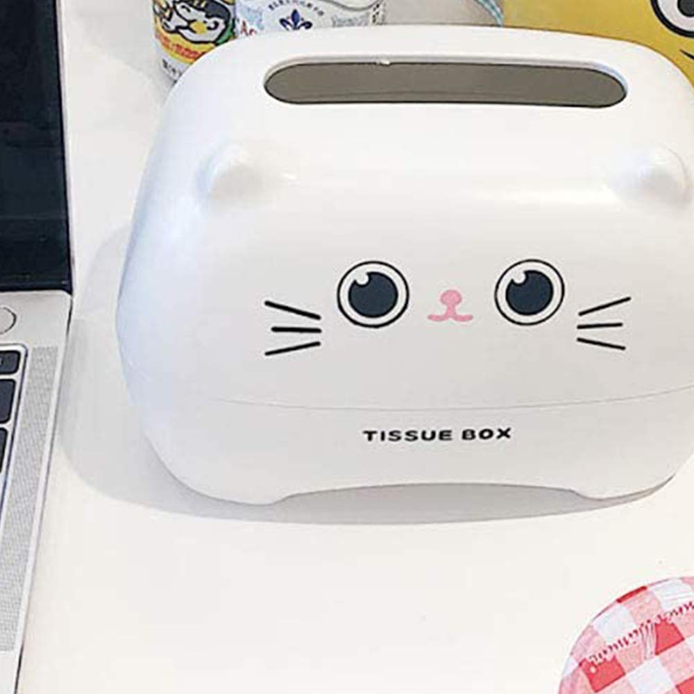 Boîte à Mouchoirs Kawaii Chat Blanc | Rangement Salle De Bain Bureau | Multifonction