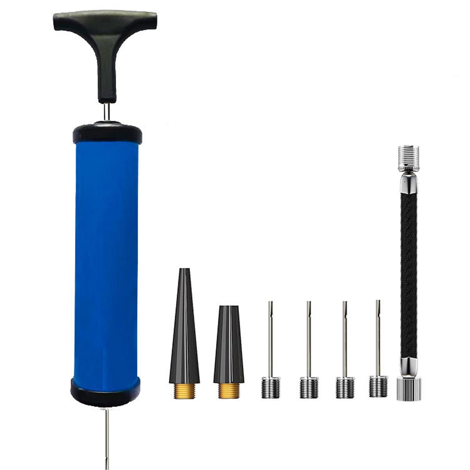 HRLORK 9 Pcs Football Pump Ball Pump with Needle Stainless Ball Inflation Portable Inflating Needle Valve Adapter for Football Basketball Volleyball Balloon-Blue