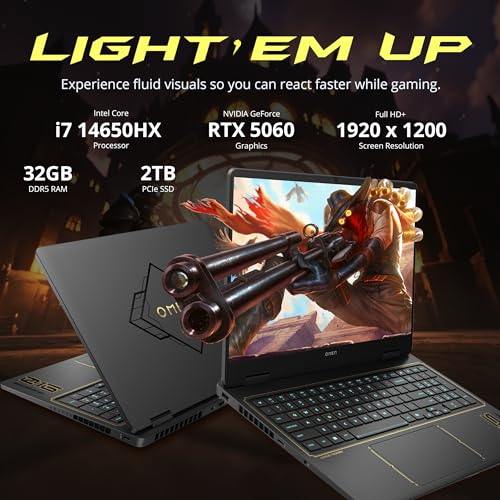 Image of HP Omen 16 inch FHD+ 165Hz Gaming Laptop, Intel i7 14650HX, NVIDIA GeForce RTX 5060 GDDR7, 32GB DDR5, 3TB Storage(2TB SSD+1TB Docking Station Set), 4-Zone RGB Backlit Keyboard, WiFi 6E, Win11 Pro, Black