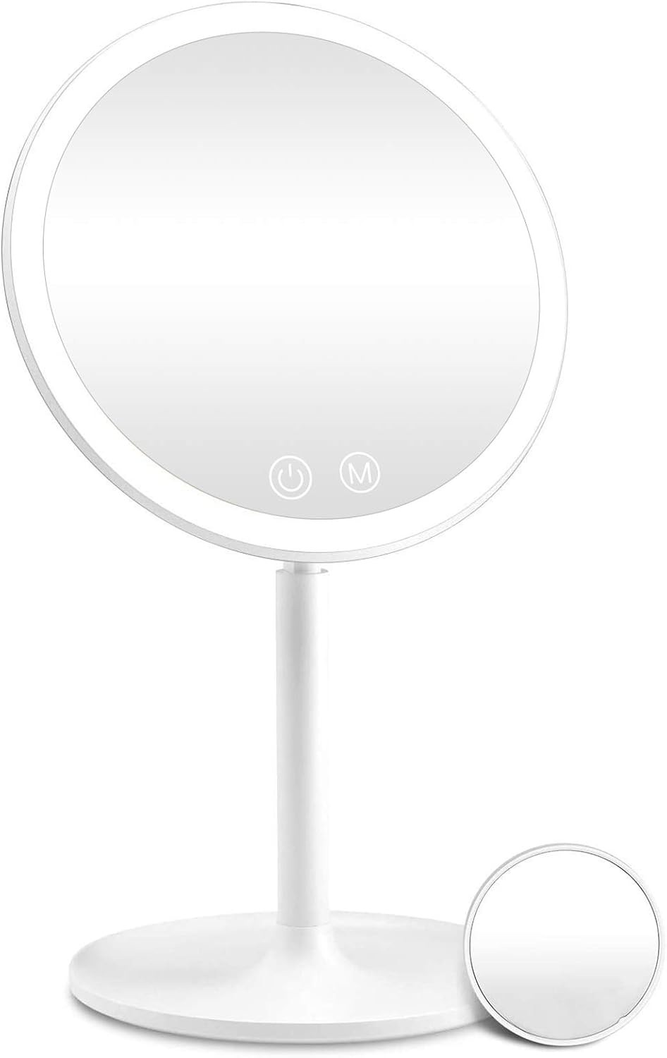 Rechargeable Lighted Makeup Mirror, 1X/10X Magnifying Vanity Mirror with 46 LED