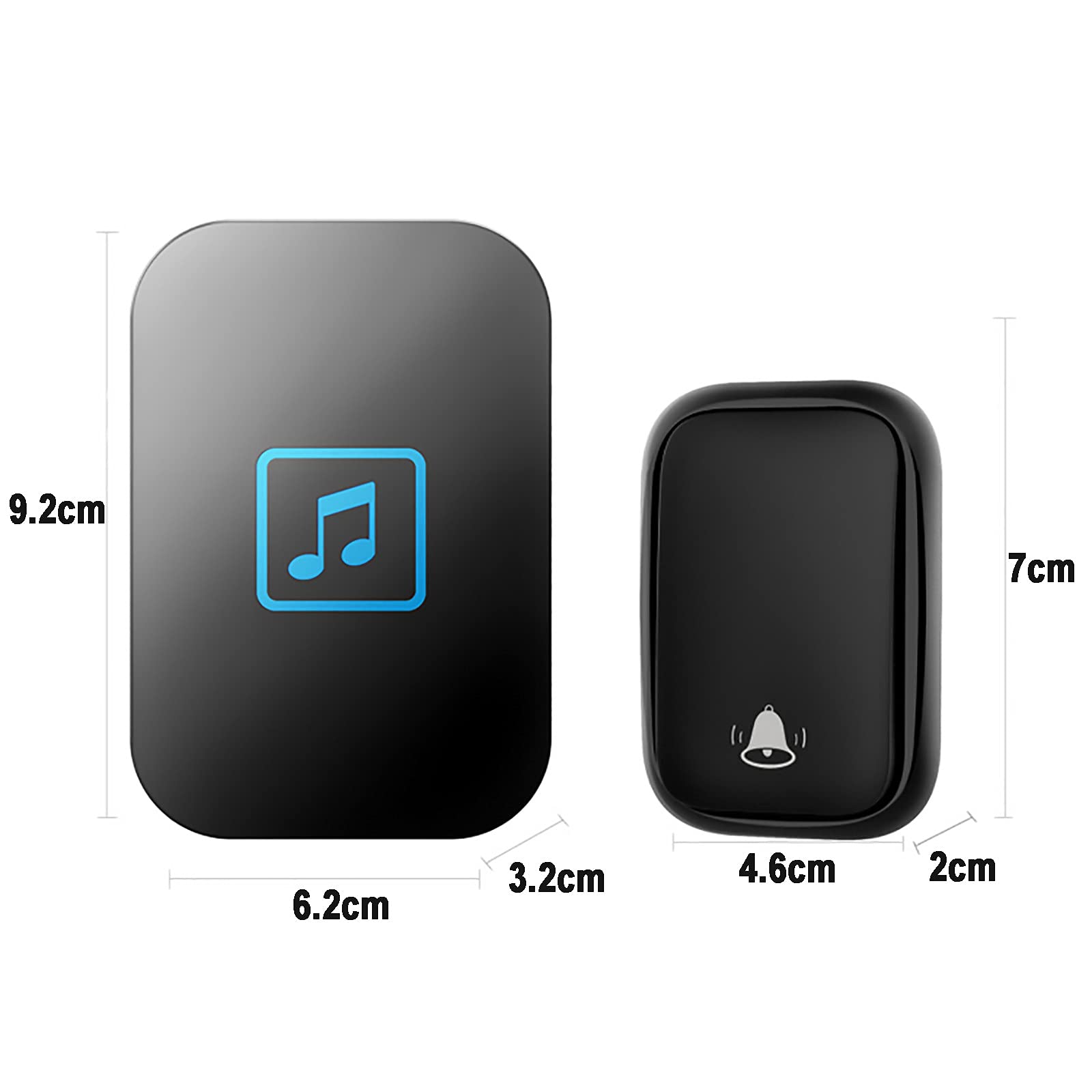 Campanello wireless autoalimentato, campanelli a lungo raggio da 490 piedi, campanello impermeabile IP44, 1 pulsante e 3 ricevitori plug-in Kit campanello senza fili, 60 campanelli, 5 volumi L, nero