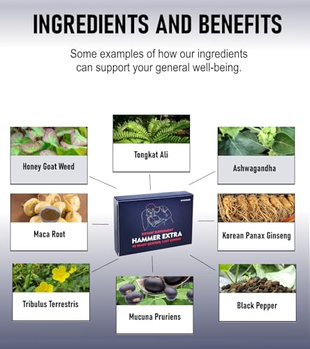 Gladton GDS-1 Hammer Extra Herbal Supplement For Men. Horny Goat Weed, Tongkat Ali, Ginseng & Maca Root For Energy, Stamina & Endurance. Fast Acting Male Performance Enhancing Pill thumb #2