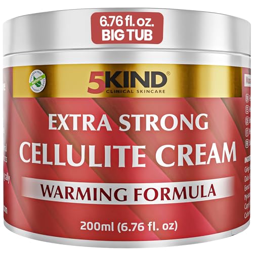 5Kind Extra Strong Anti Cellulite Cream 6.76 Fl Oz - Natural Warming Formula Cellulite Remover for Legs - Body Firming and Tightening Cream - Firming Cream for Cellulite