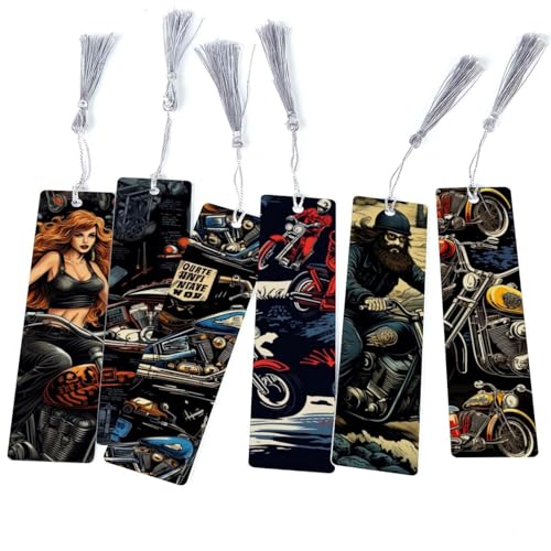 Marque-pages moto pour vers de livres : lot de 6 pinces de lecture