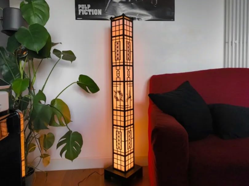 Image of inchTakumi inch Tall Floor Lamp - Japanese-Inspired Minimalist Floor Lamp, Shoji-Style Decorative Lighting for Living Room & Bedroom (1.33m /4.3ft Warm Glow)