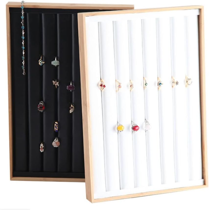 Wood Jewelry Display Jewellery Tray Holder Necklaces Organizer Bracelets Showcase Pendants Box(D)