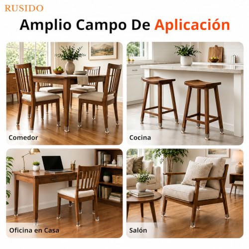 Miniatura 4 de 20 Piezas Protector Patas Sillas Cuadrados, Tacos Para Patas De Sillas, Protección Para Silla De Silicona Talla L: Apto Con Lados De 27 39 Mm , Antirrayaduras Y Antirruido, Protegen El Suelo