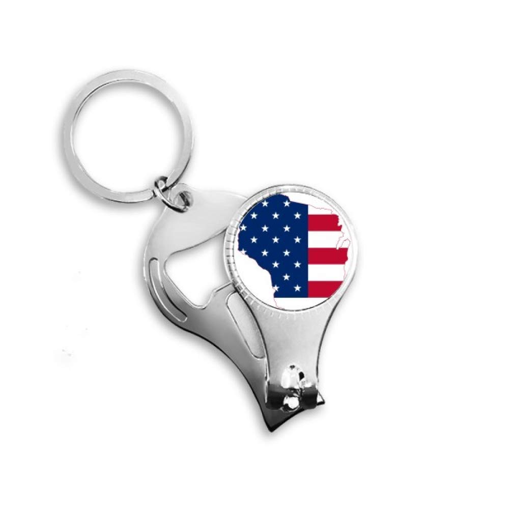 Porte-clés décapsuleur métallique Wisconsin à rayures motif étoiles - Accessoire de poche