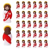 Xialvyu 30 Stück Mini Jesus Figur,3x3,5cm Kleine Jesus Figuren,Lustiges Christus Spielzeug für Kinder Religiöse Partys Taufgeschenke Ostereierfüller Sonntagsschule Basteln(Rot)